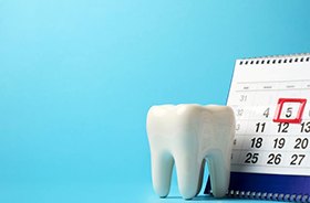 Dental appointment marked in red on calendar