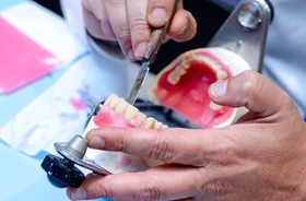 technician working on dentures