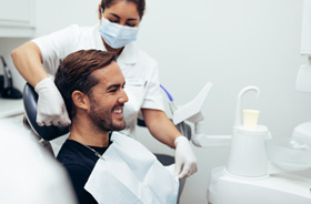 Dental patient getting prepared for treatment