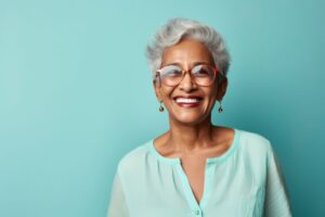 Portrait of smiling senior woman with beautiful teeth