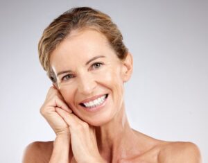 Smiling mature woman with bright white teeth